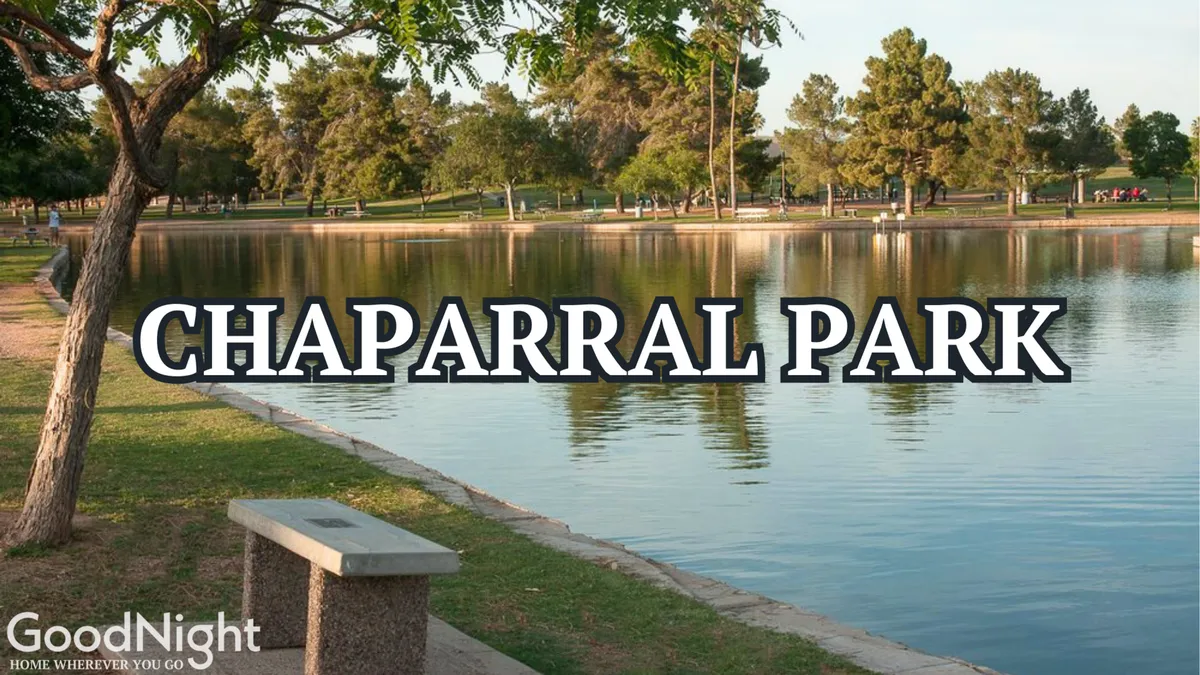 A serene lake framed by trees and park benches, creating a peaceful atmosphere perfect for walks, picnics, and birdwatching. The image evokes an inviting local park setting, ideal for scenic outings with pets.